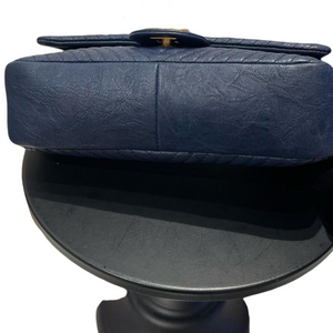Chevron Flap Mini Lambskin Dark Blue GHW
