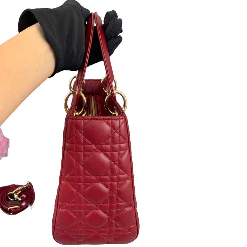 Lady Dior Medium Lambskin Burgundy GHW