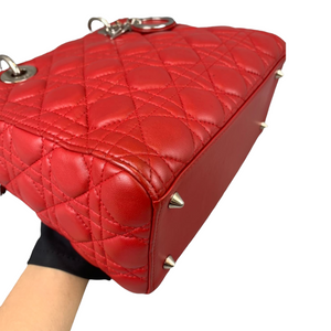 Medium Lady Dior Cannage Lambskin Red SHW