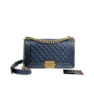 Boy Medium Calfskin Pearl Charcoal GHW