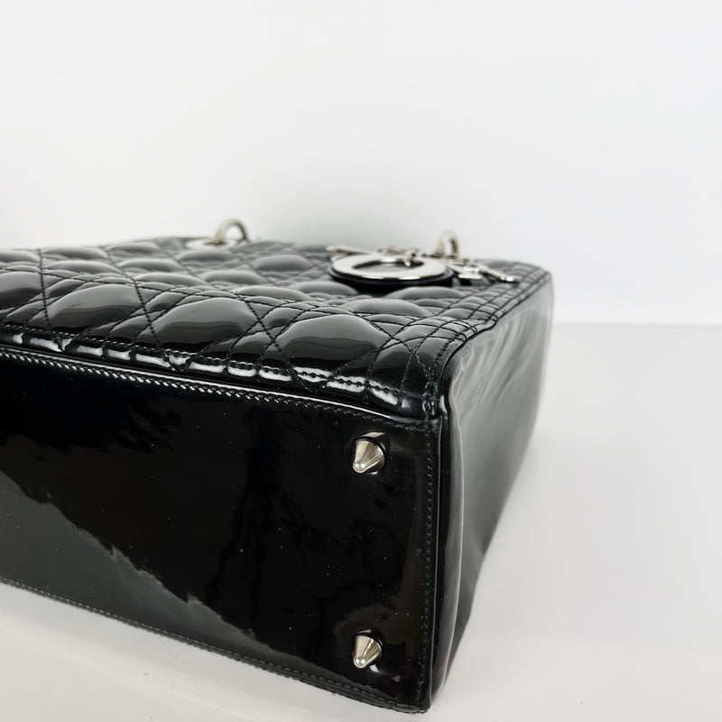 Lady Dior Medium Patent Black SHW