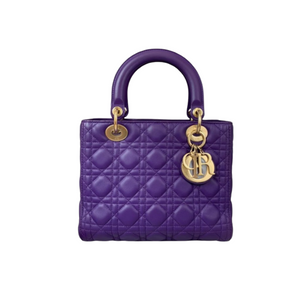 Medium Lady Dior Lambskin Purple GHW