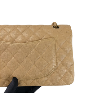 Classic Double Flap Caviar Medium Dark Beige GHW