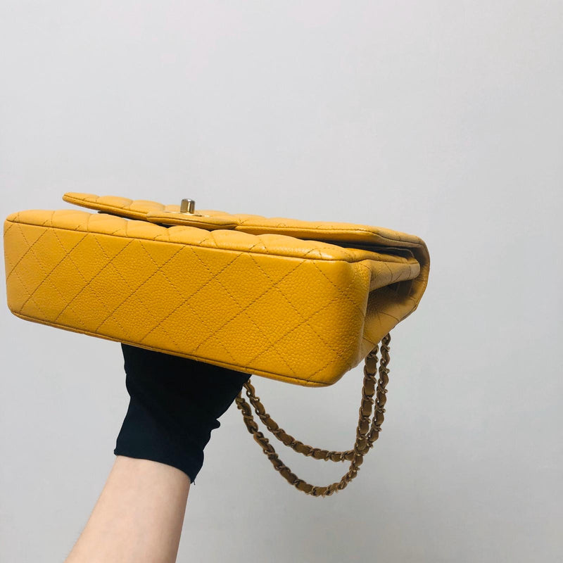 Classic Flap M/L Yellow Lambskin with GHW