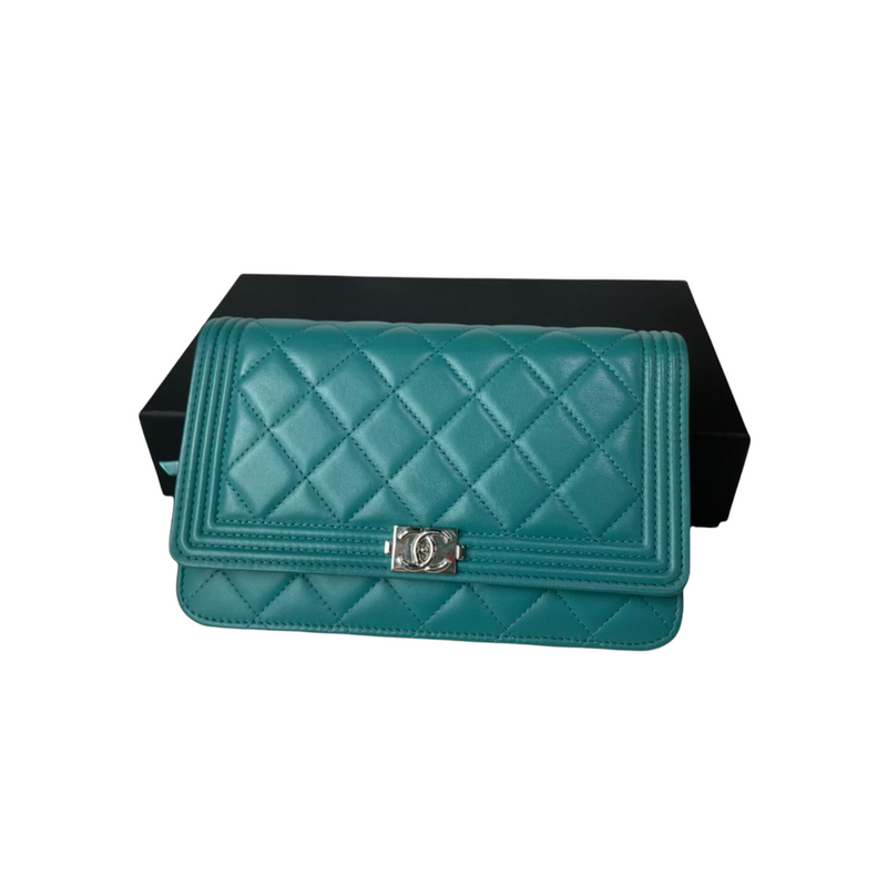 Boy Lambskin WOC Teal SHW