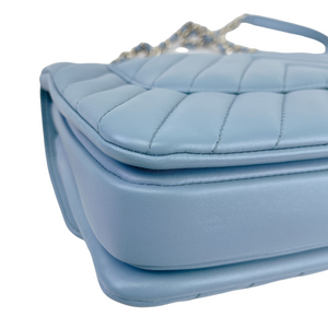 Small Trendy CC Chevron Lambskin Blue GHW
