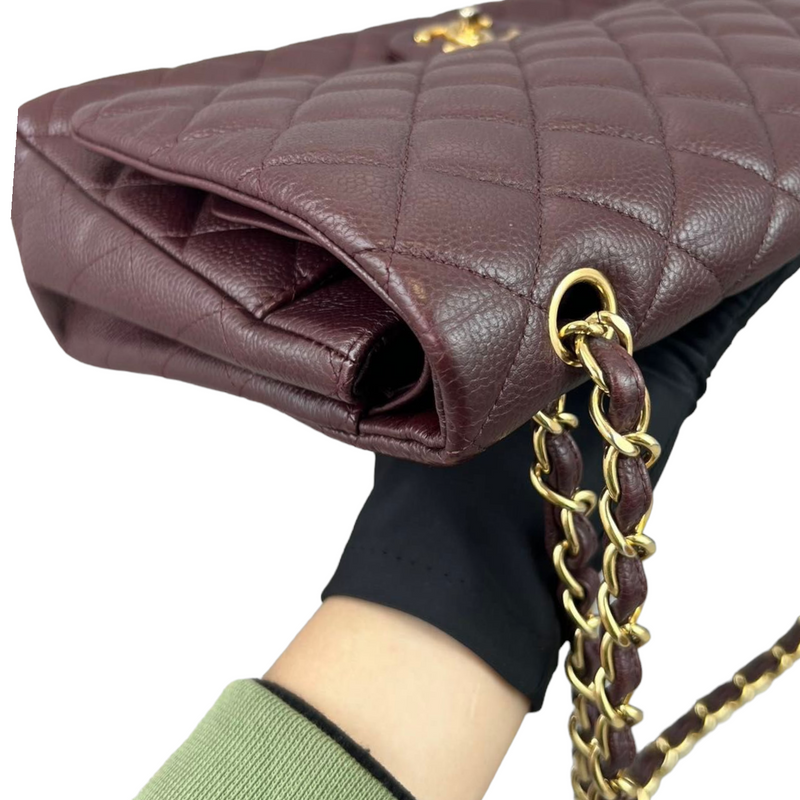 Chanel Burgundy Quilted Lambskin Classic Flap Bag Gold Hardware (Very Good)