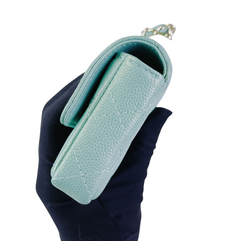 Caviar Quilted Pearl Card Holder Caviar Blue GHW