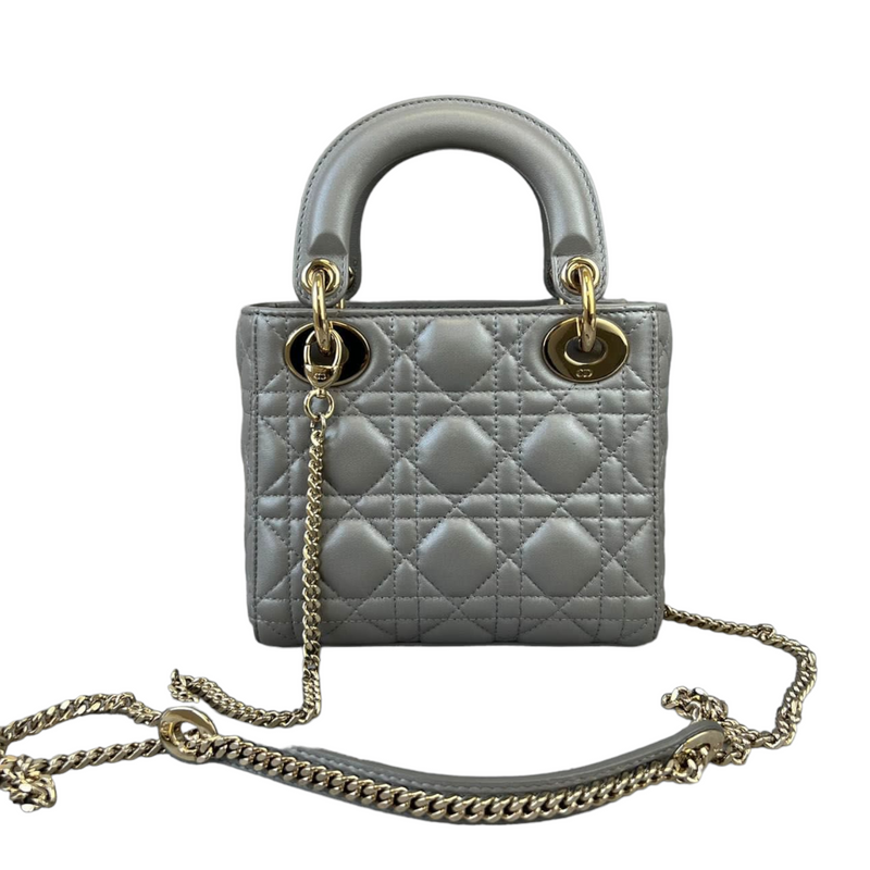 Mini Lady Dior Lambskin Silver GHW