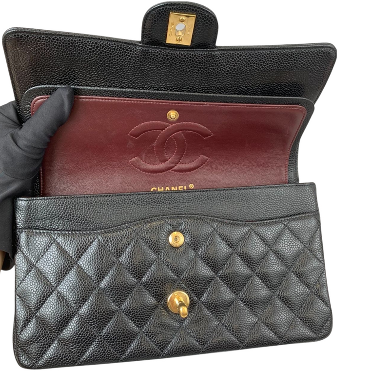 Medium Classic Flap Caviar Black GHW