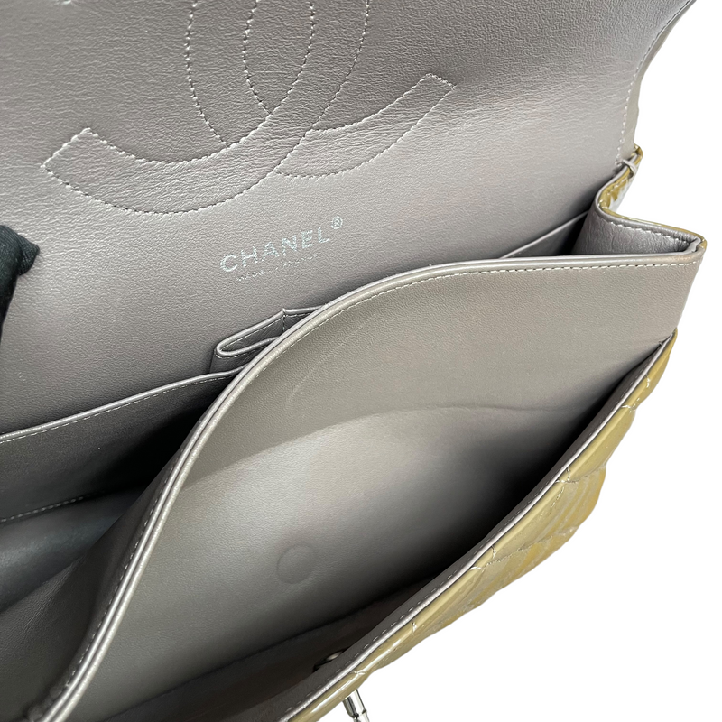 Jumbo Double Flap Patent Taupe SHW
