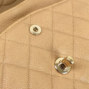 Classic Double Flap Caviar Medium Dark Beige GHW