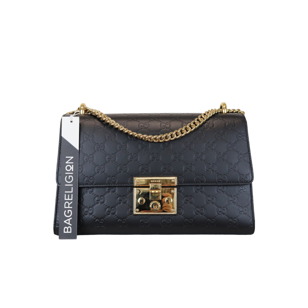 Padlock GG Embossed Medium Black GHW