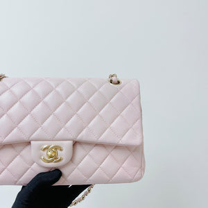 Classic Double Flap Medium Pink lambskin GHW