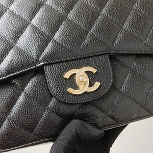 Single Flap Classic Jumbo Caviar Black LGHW