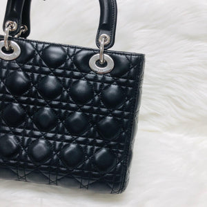 Classic Lambskin Cannage Medium Lady Dior Black Leather Bag