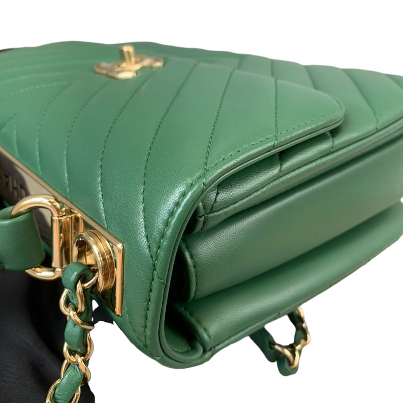 Small Trendy CC Flap Lambskin Green GHW