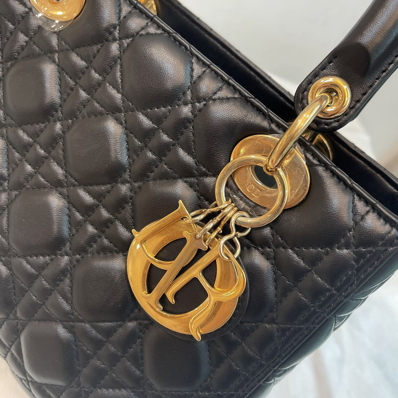 Lady Dior Lambskin Medium Black GHW