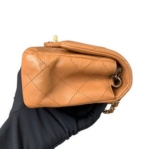 Mini Rectangle Classic Flap Lambskin Caramel GHW