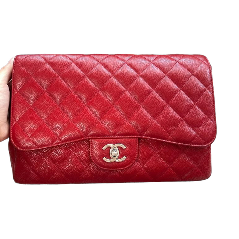 Single Flap Jumbo Caviar Red SHW