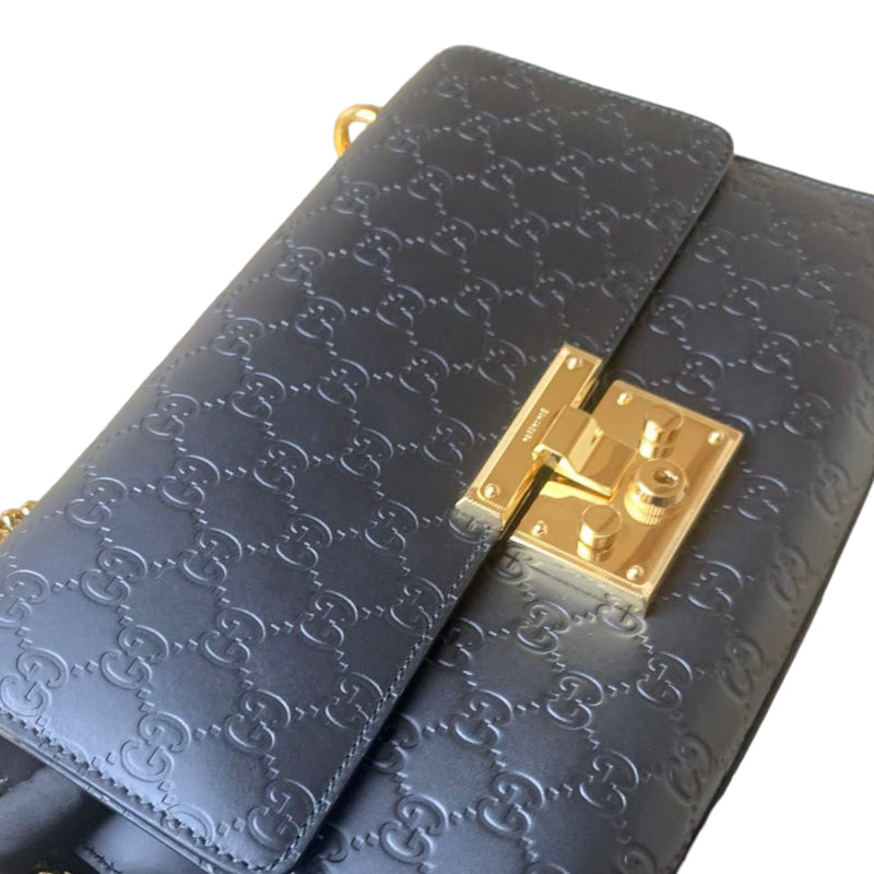 Padlock GG Embossed Medium Black GHW