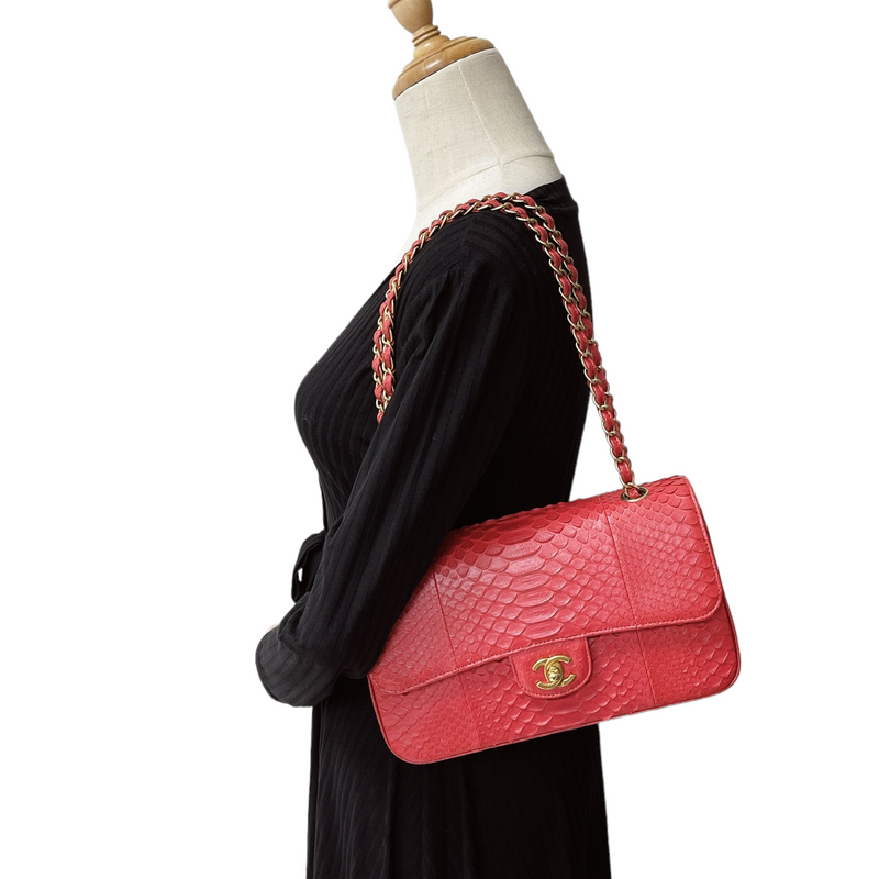 Chanel Red Lambskin Triple Accordion Flap Bag at 1stDibs