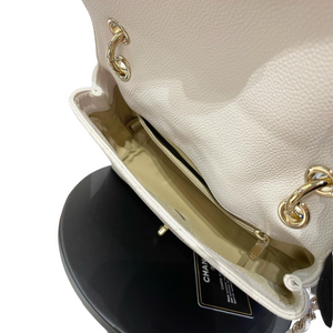 Quilted Caviar Top Chain Mini White GHW
