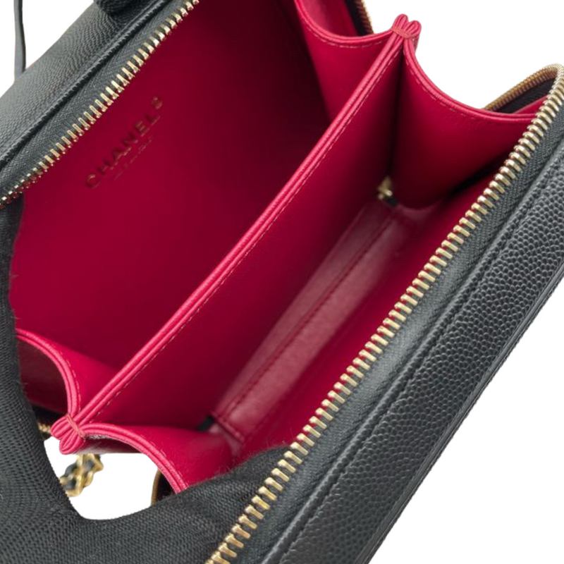 Filigree Vanity Case Caviar Small Black GHW