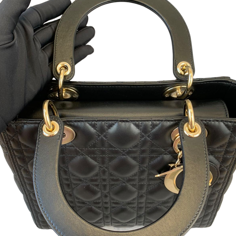 Lady Dior Lambskin Medium Black GHW