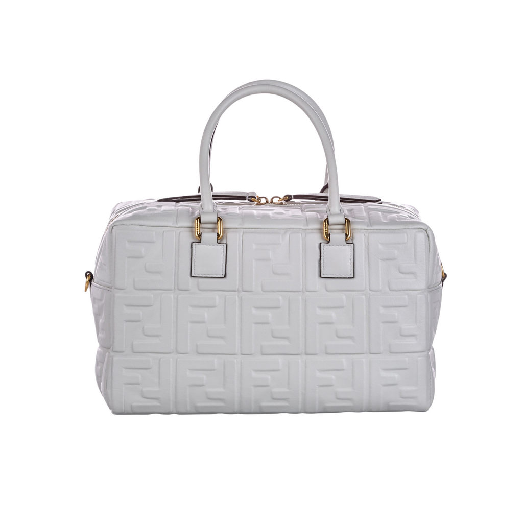 Zucca Embossed Leather Satchel White