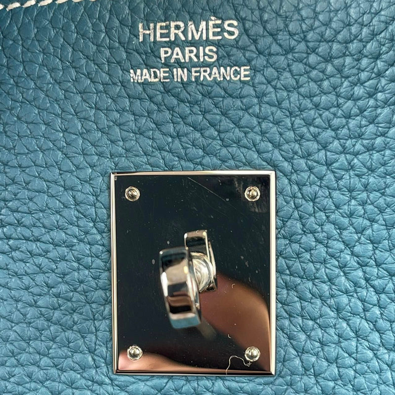 Hermes Togo Leather Birkin Bag 35 Blue Azur