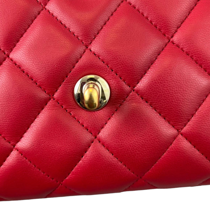 Chanel Vintage Red Quilted Lambskin Large Classic Double Flap Bag
