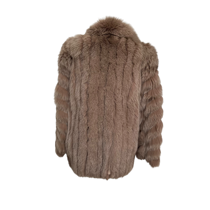 Blue Fox Fur Coat in Brown M