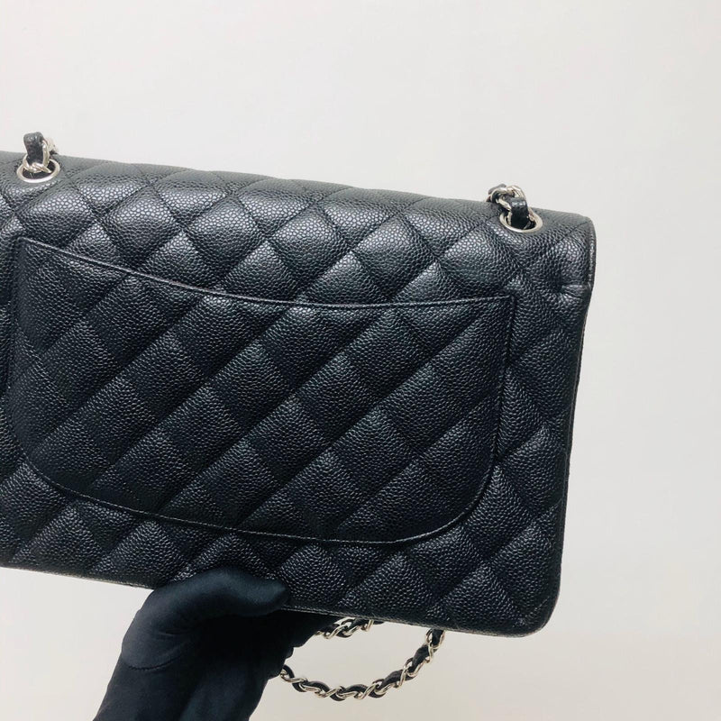 Classic Double Flap Jumbo Bag in Black Caviar with SHW