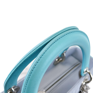 Bi-colour Lady Dior Lambskin Medium Blue SHW