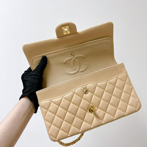 Double Flap Medium Lambskin Beige GHW