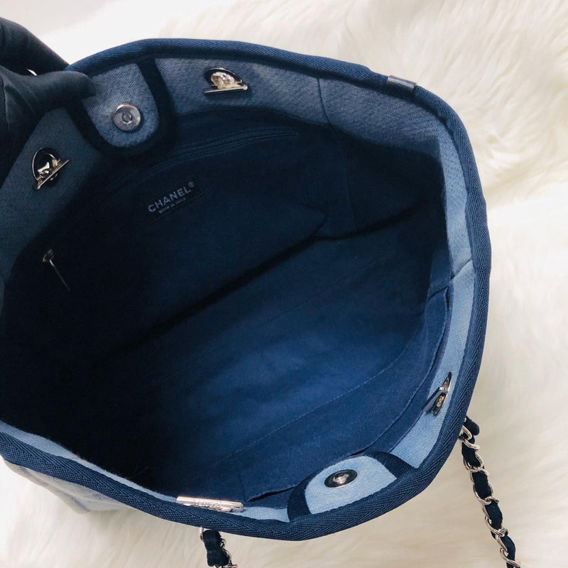 Deauville Large Denim Canvas Tote Bag with SHW