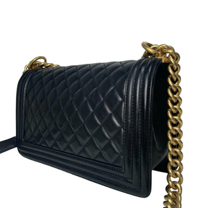 Boy Old Medium Lambskin Black GHW