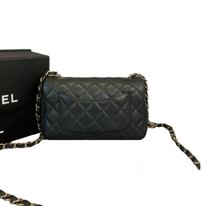 Mini Rectangle Flap Caviar Black GHW
