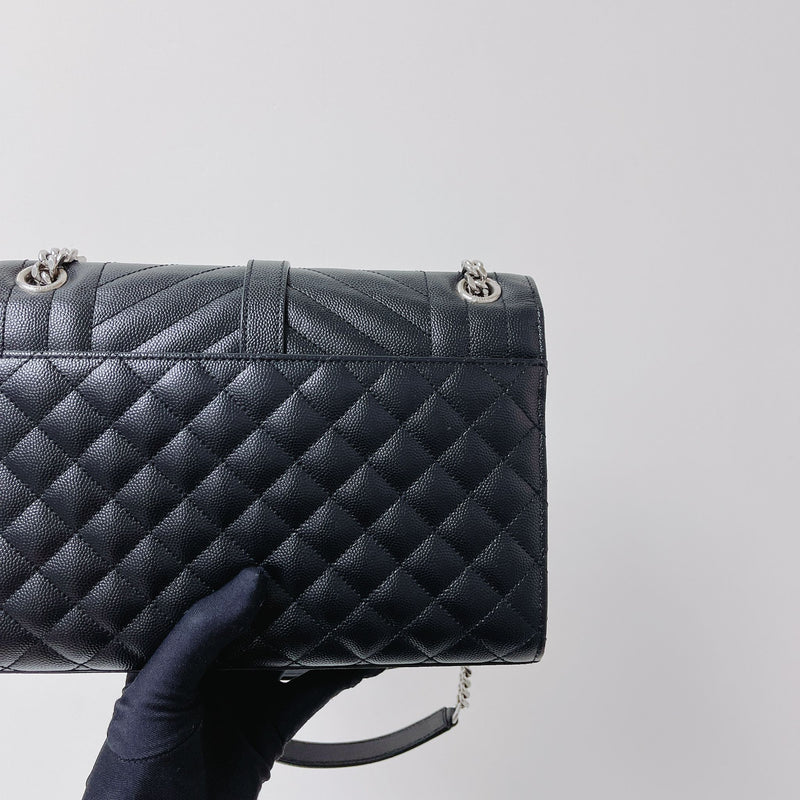 Quilted Envelope Medium Bag Black SHW