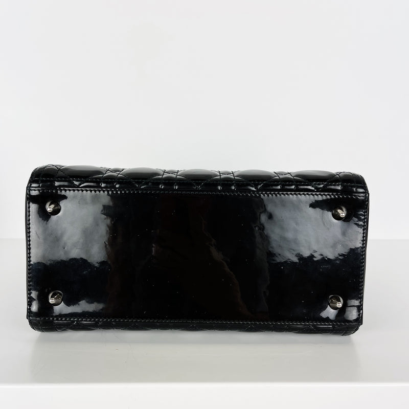 Lady Dior Medium Patent Black SHW