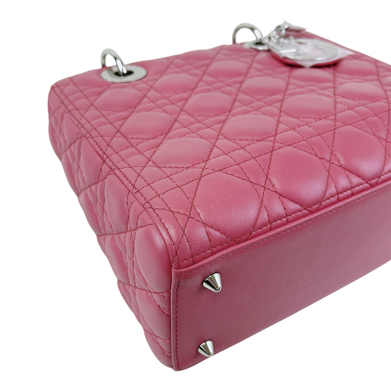 Lady Dior Cannage Lambskin Medium  Pink SHW