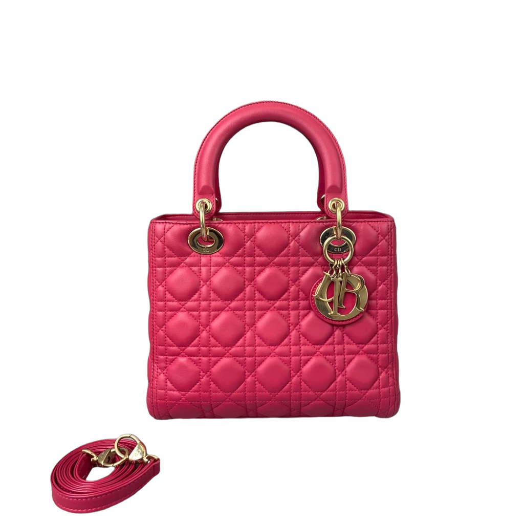 Medium Lady Dior Lambskin Pink GHW