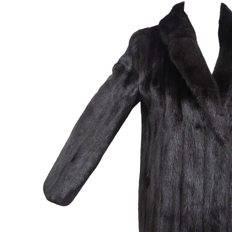 Mink Fur Coat Long in Black M