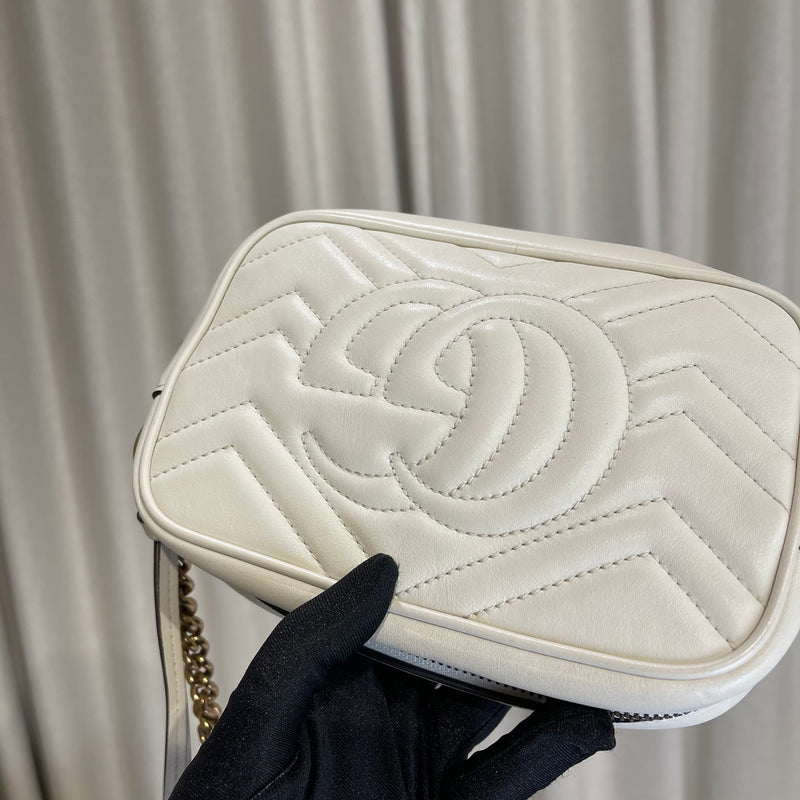 GG Marmont Mini Camera White GHW