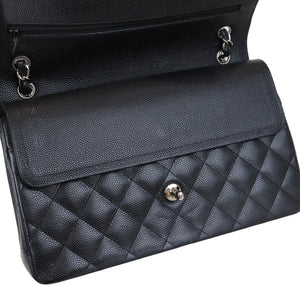 Classic Double Flap Jumbo Black Caviar SHW