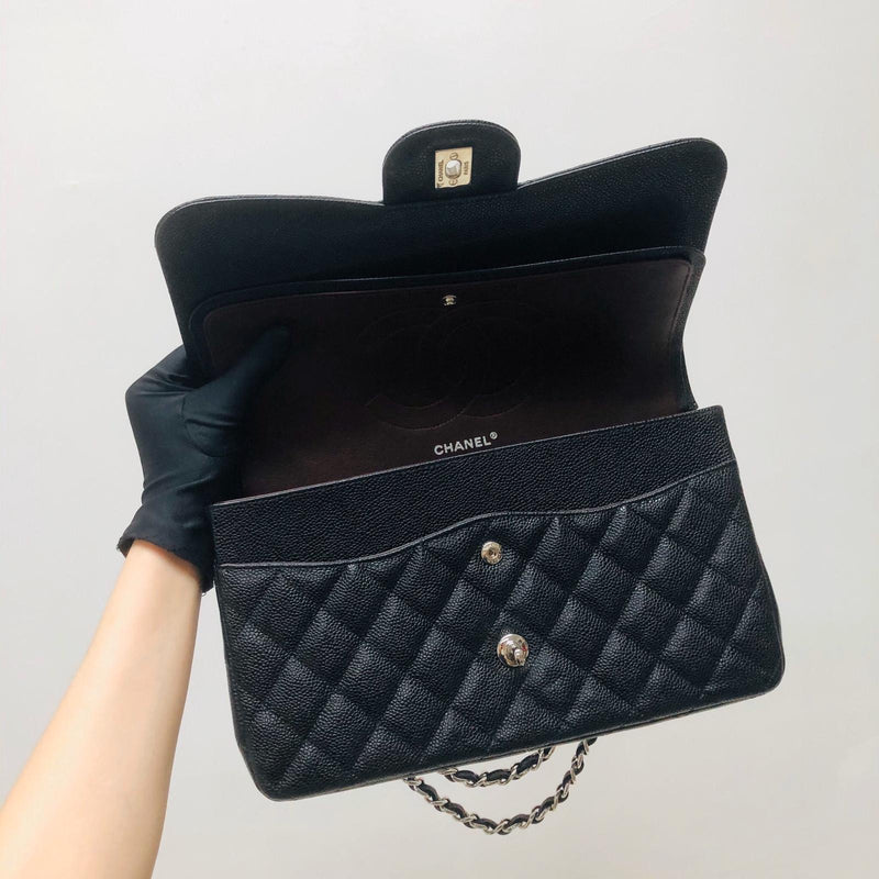 Classic Double Flap Jumbo Bag in Black Caviar with SHW