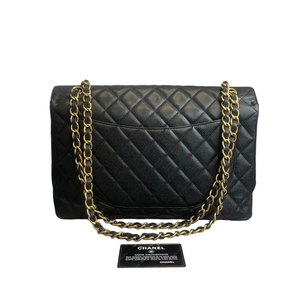 Single Flap Maxi Caviar Black GHW