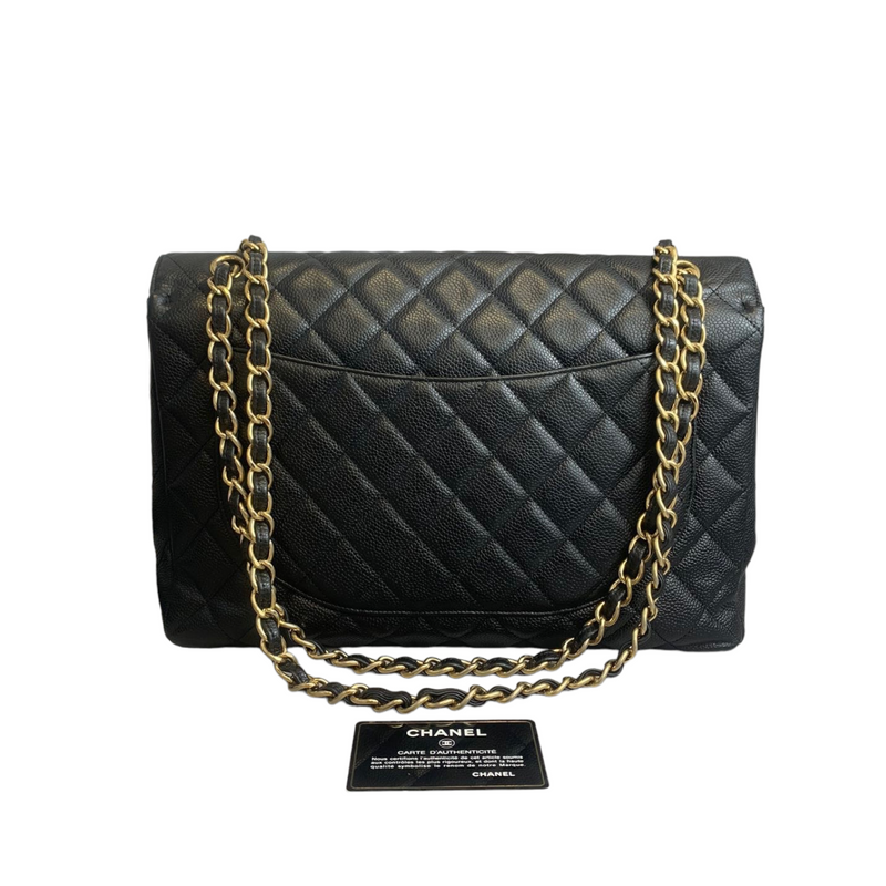 Single Flap Maxi Caviar Black GHW