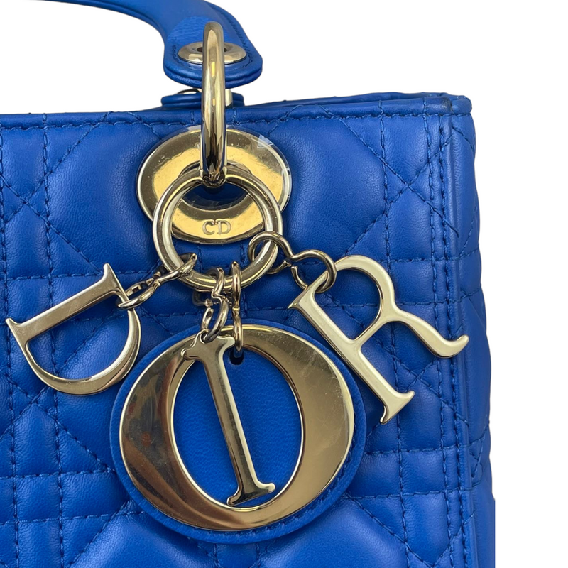 Lady Dior Medium Electric Blue Lambskin GHW